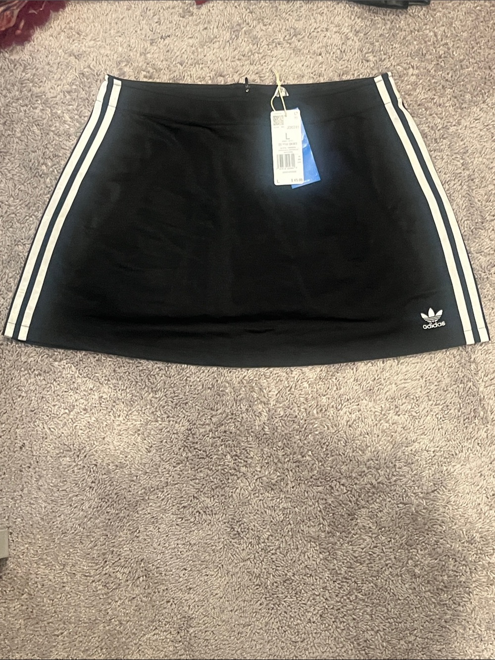 adidas Black Mini Skirt with White Side Stripes